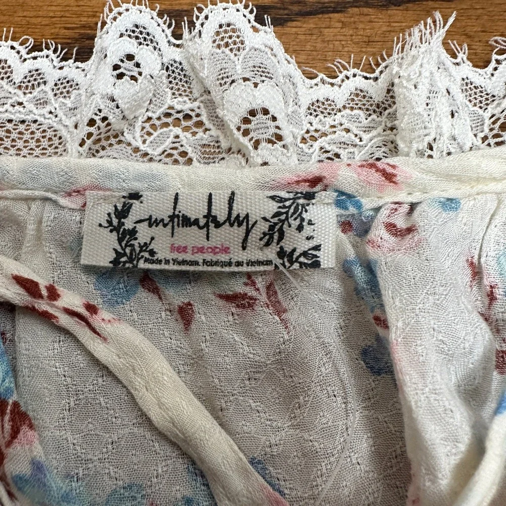 Intimately Free People Take It Away Bodysuit Floral Cream Dainty Coquette S NWT